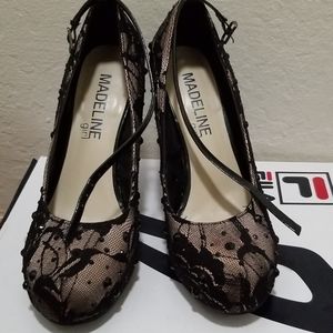 Black lace heels